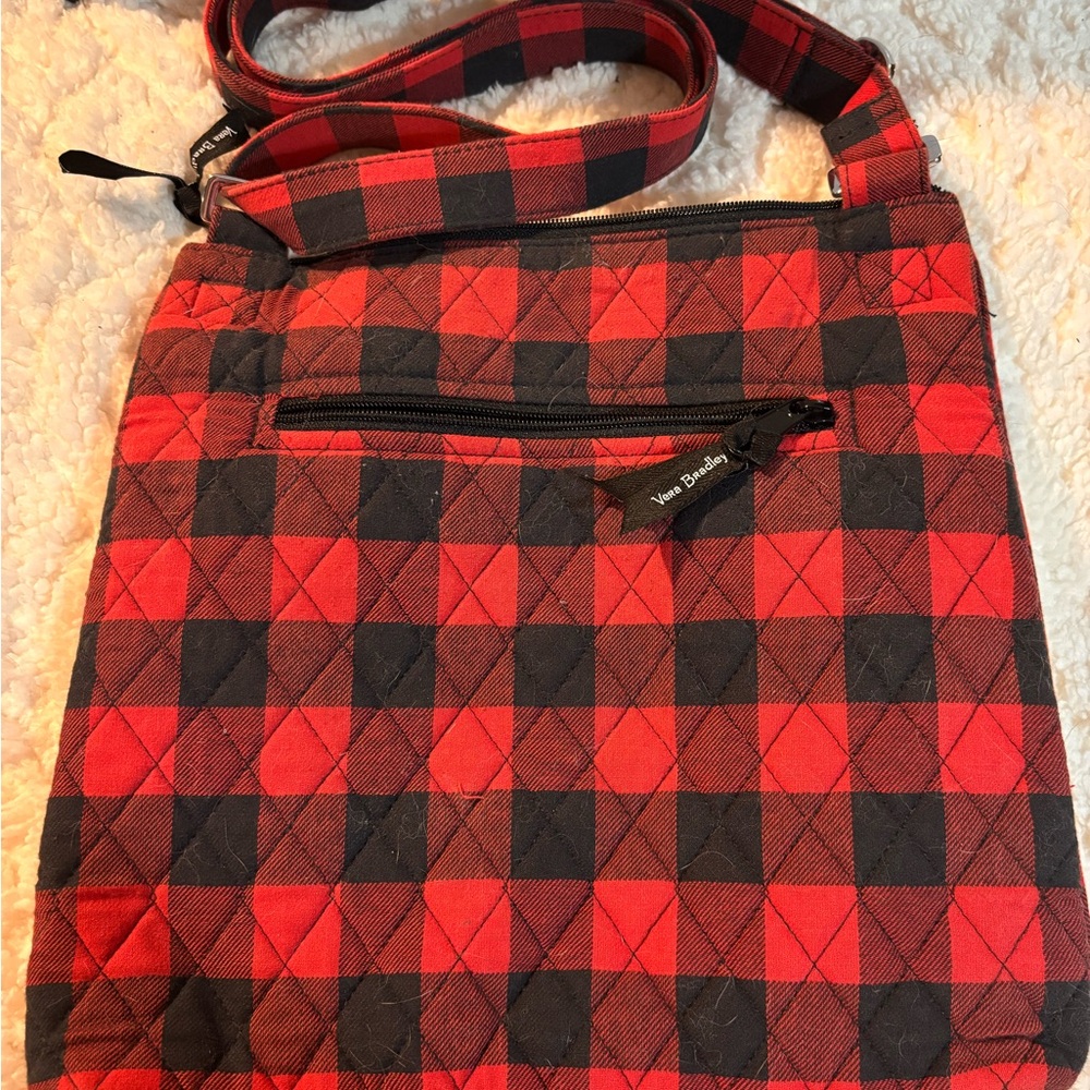 Vera Bradley Buffalo Plaid Crossbody Bag Red and Black